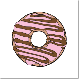 Pink Donut, Doughnut, Chocolate, Icing, Frosting Posters and Art